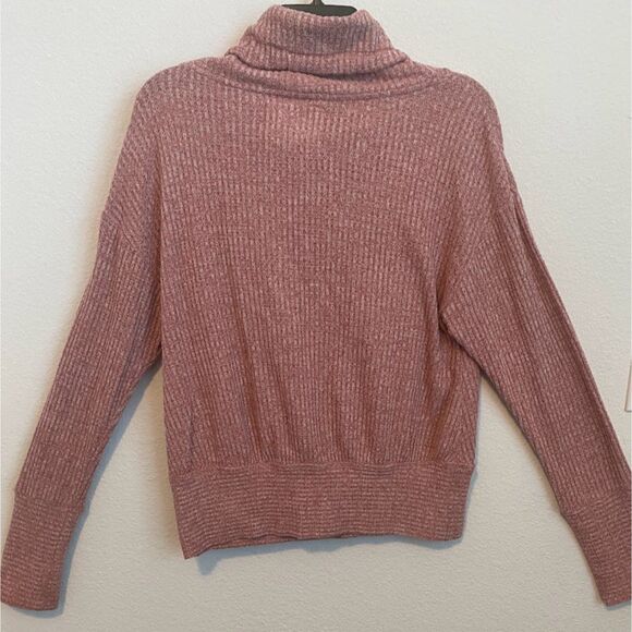 Anthropologie Saturday Sunday Pink Waffle Knit Cowl Neck Loungewear Sweater - Picture 4 of 8